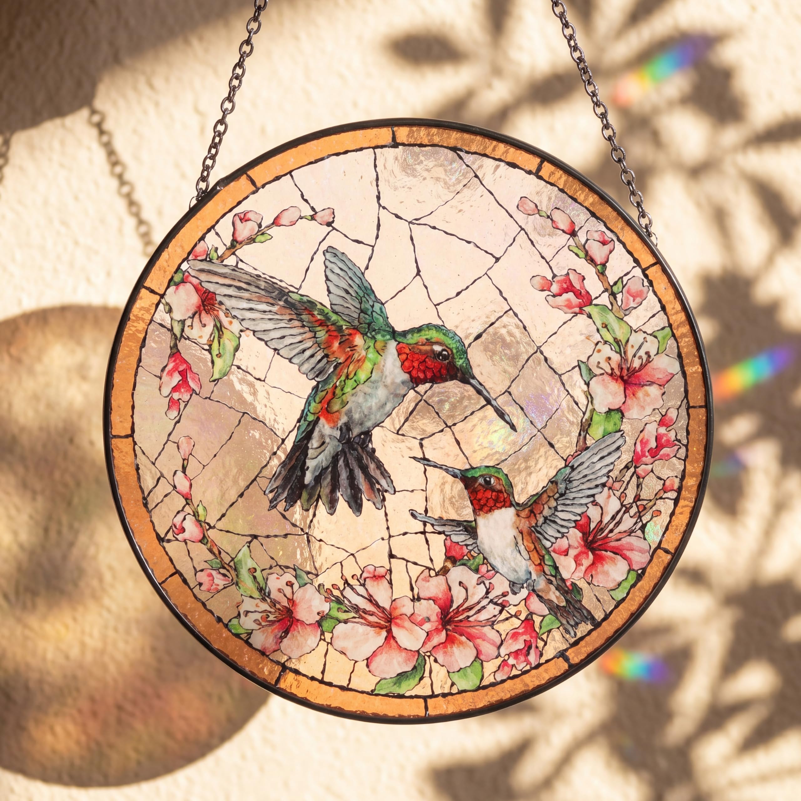 Attrape-soleil en verre teinté pour fenêtre 16cm avec chaîne et crochets