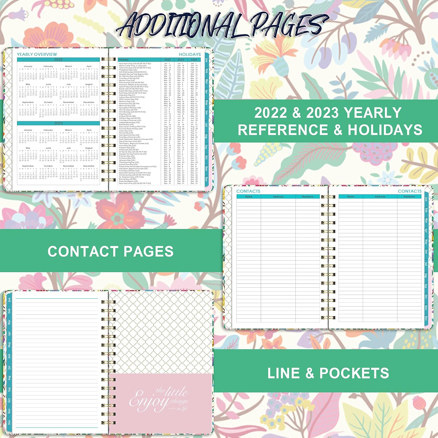 2022 Planner - 2022 Weekly & Monthly Planner with Tabs, 6.3" x 8.4", Jan. 2022 - Dec. 2022, Hardcover with Back Pocket + Thick Paper + Twin-Wire Binding