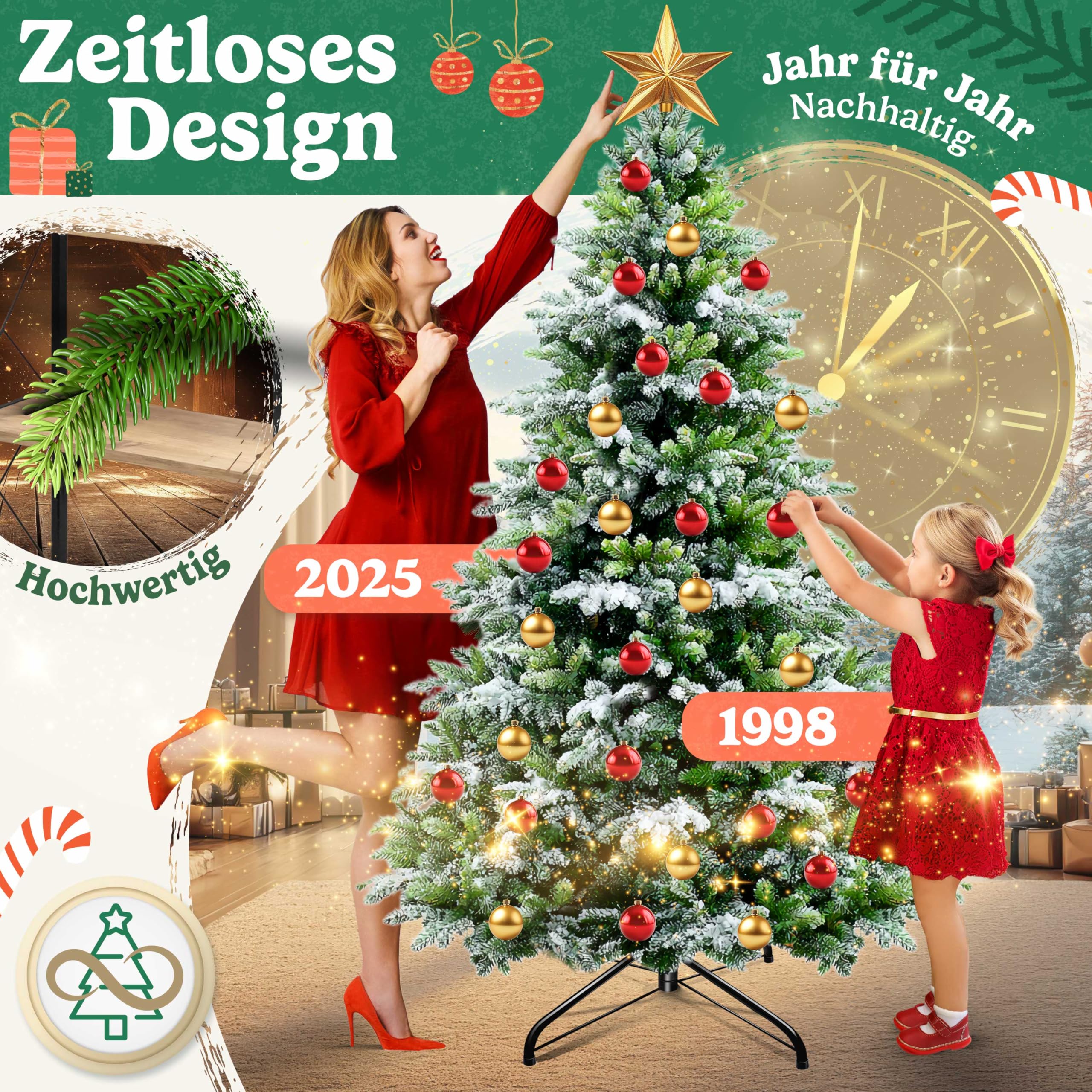 Amazon.de: KESSER Weihnachtsbaum knstlich 210 cm Schneezauber   Tannenzweige wie echt  naturgetreuer Tannenbaum mit Stnder, dichtes  Bumlein, ...