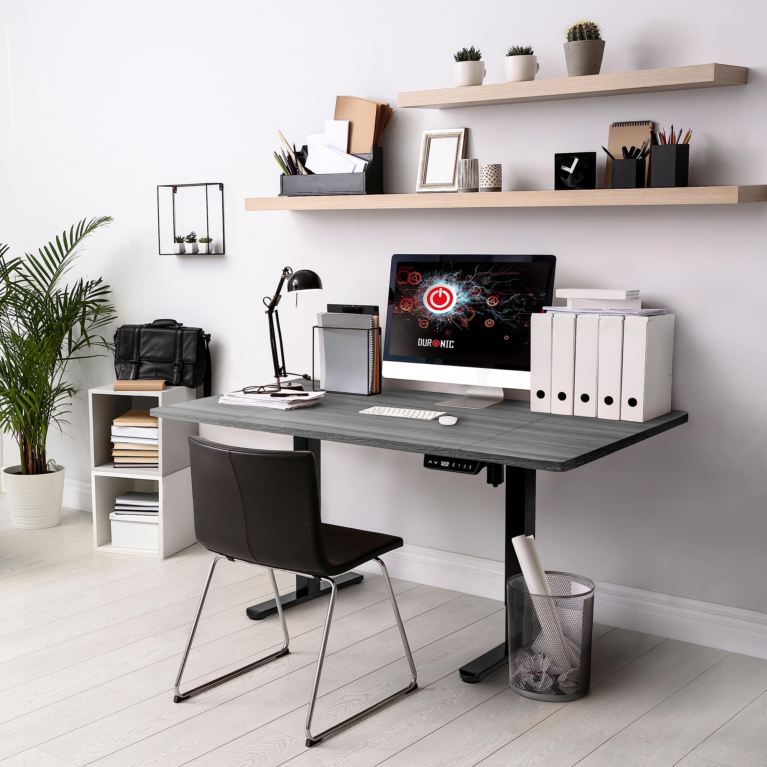 Duronic TT160 GY Superficie per scrivania Sit-Stand 160 x 60 x 2 cm | Compatibile con la maggior parte delle strutture sit-stand | Ideale per la postazione di lavoro domestica o in ufficio | Look industriale, facile manutenzione, MDF robusto, area multita