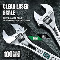 Vista 3 de SK Llave ajustable de 6 pulgadas, capacidad de mandíbula de 15/16", acero Cr-V, SAE y básculas métricas