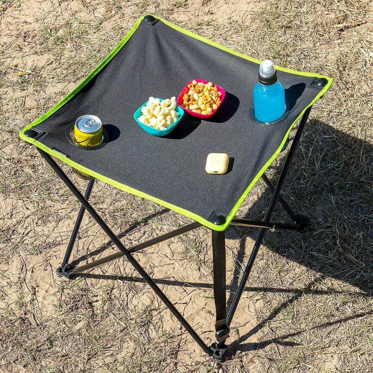 InnovaGoods® Tavolo da campeggio pieghevole leggero, tavolo da campeggio con borsa per il trasporto, tavolo pieghevole con 2 portabicchieri, tavolo portatile da esterno ideale per picnic.