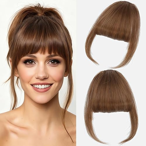 Clip in Bangs, 100% Real Human Hair Wispy Fake Bangs
