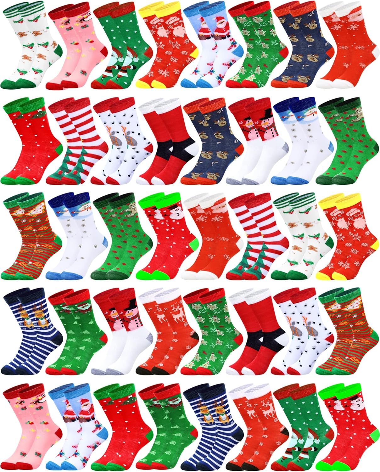 Foaincore 60 Pairs Cute Kids Christmas Socks Bulk Colorful Fun Novelty Crew Socks for Christmas Toddlers Children Boys Girls