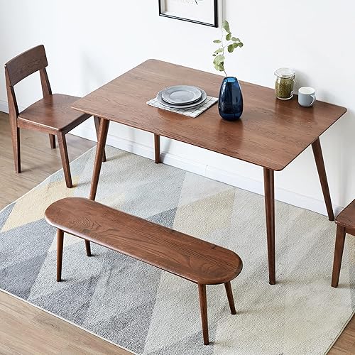 Miniatura 3 de KEVINSPACE Banco de granja, banco de madera de roble 100% natural, muebles de mediados de siglo, asiento de banco de entrada, para comedor y