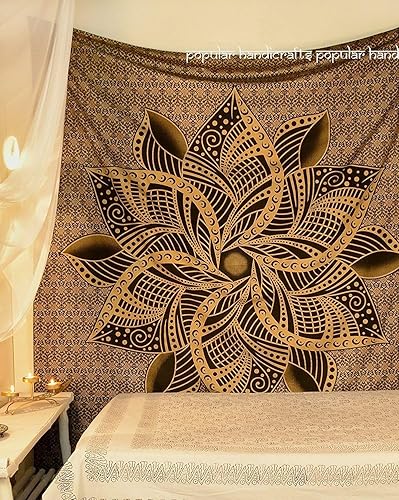 Popular Handicrafts - Tapiz en degradé grande diseño de luna, mandala indio para colgar, decoración de pared hippie, colcha bohemia, multipropósito,