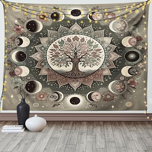 Miniatura 31 de Ambesonne Tapiz de fantasía, paisaje de fantasía con reloj, rayos de cielo de ensueño desde el techo, arte ficticio, colgante de pared ancho para