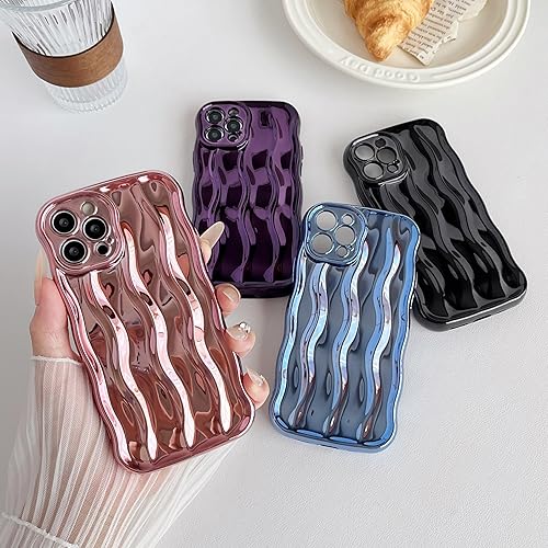 Miniatura 9 de Caseative Marco de ondas rizadas con patrón de ondas de agua, suave, compatible con iPhone (caqui, iPhone 12 Pro)