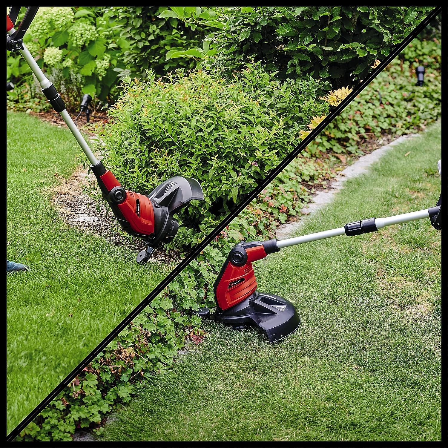 Einhell Elektro Rasentrimmer GC-ET 4530 Set (Motorkopf 4-Fach neigbar & 180° drehbar, Alu-Führungsholm stufenlos teleskopierbar, Flowerguard)