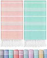 Vista 1 de Paquete de 2 toallas de playa turcas de algodón, toalla de natación compacta de gran tamaño, sin arena, de secado rápido, fina, liquidación, lujo