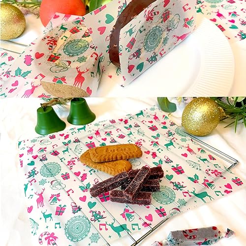 Miniatura 2 de Suiwen 150 hojas de papel encerado de Navidad para envoltura de alimentos, papel de cera de seda de Navidad para galletas de caramelo, papel de