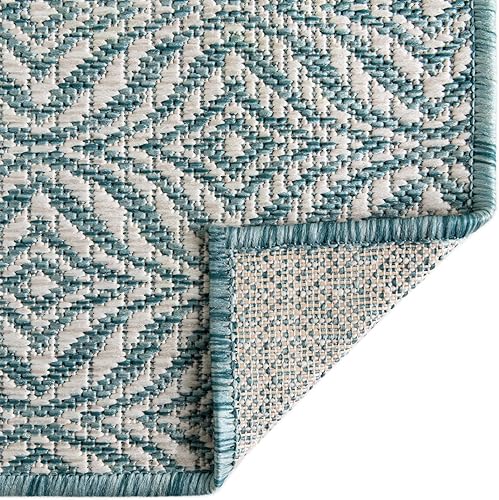 Miniatura 6 de Unique Loom Alfombra de área de la colección Trellis para exteriores, diseño de enrejado decorativo (7 pies 1 pulgada x 10 pies, rectangular,