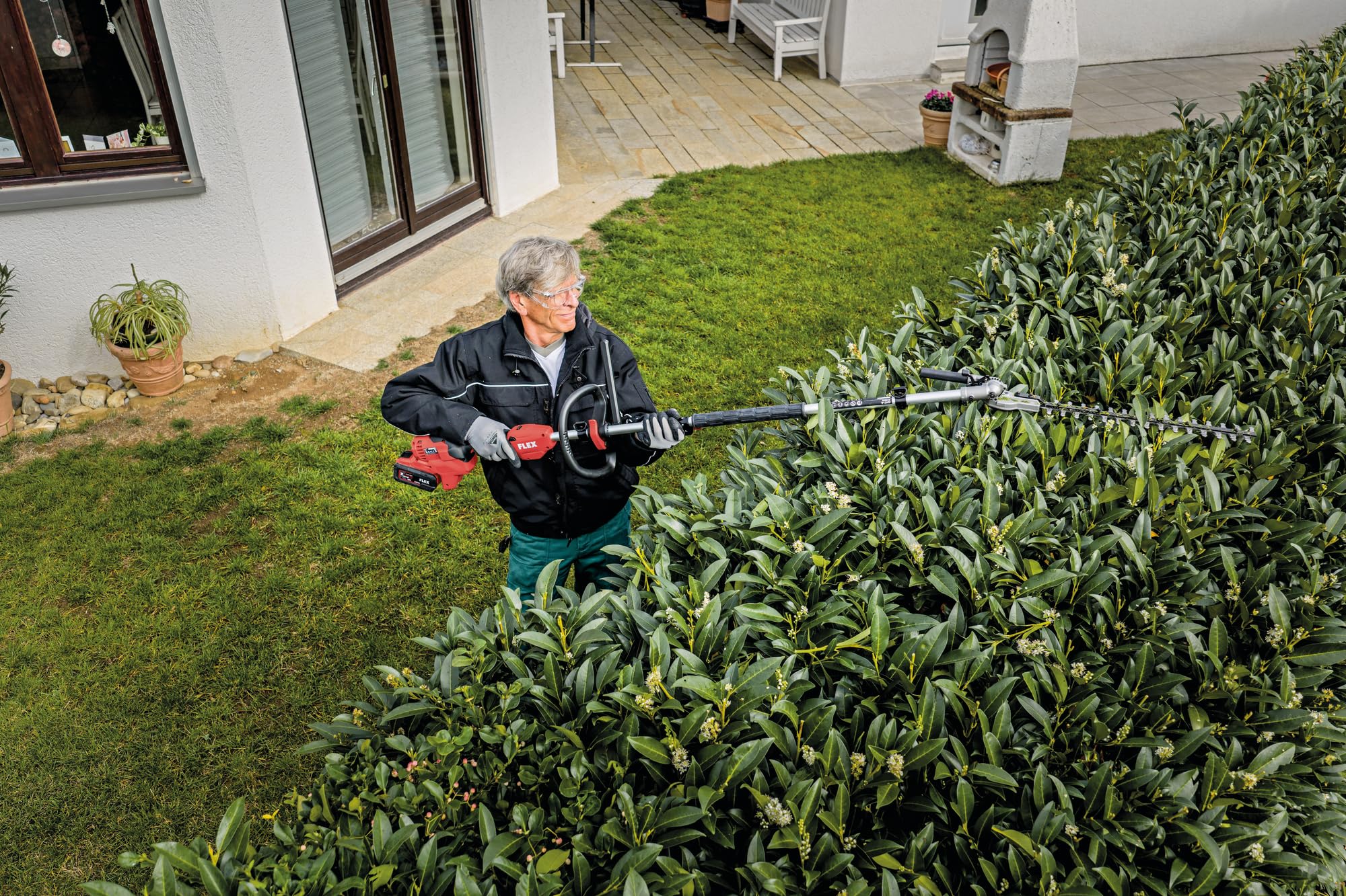 Flex GHT-A 532888 - Cortasetos (con Espada de 45 cm, Longitud Total 137 cm, 12 ángulos de Corte Ajustables, Accesorios de jardín)