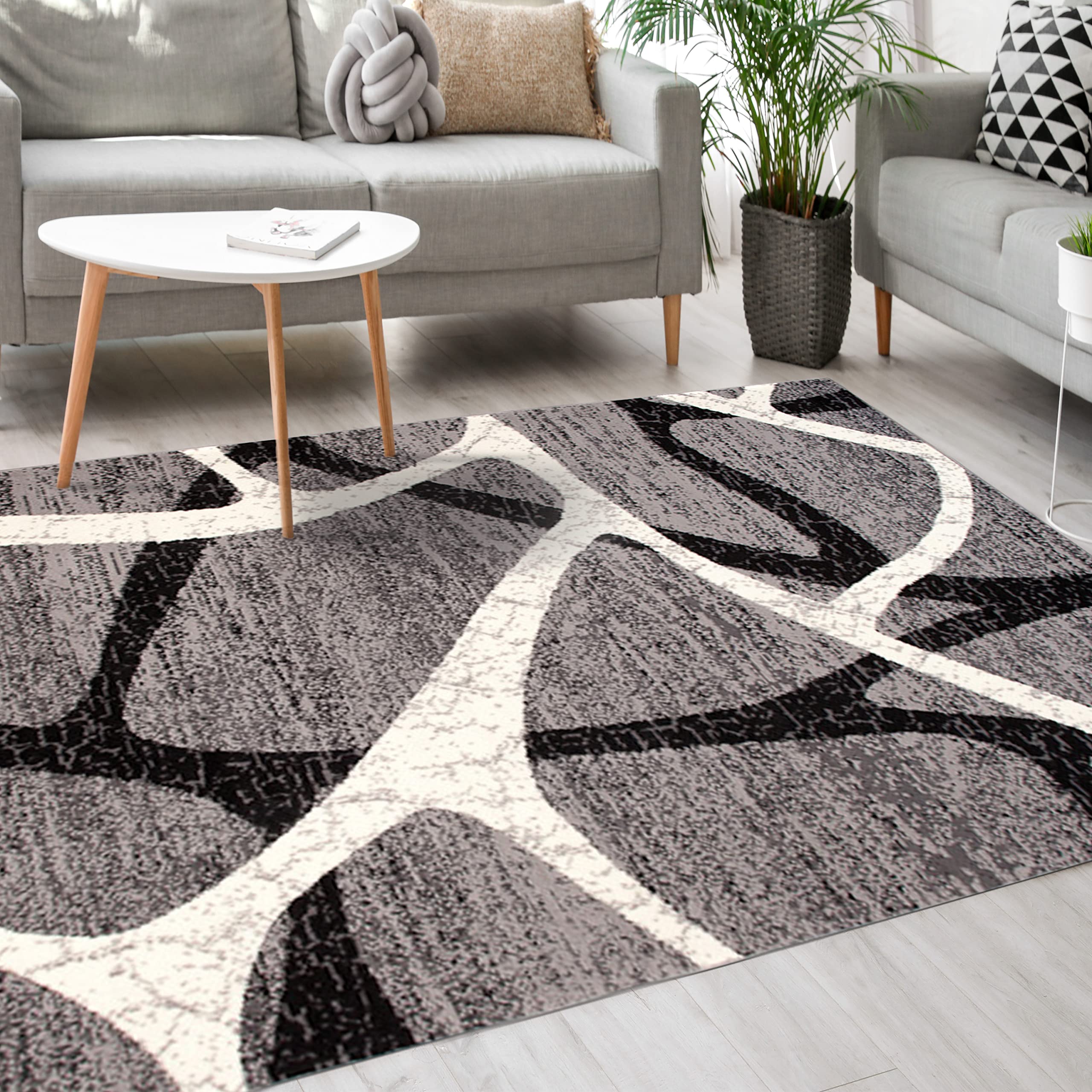 Mazovia Alfombra Moderna - Modern Alfombra de Salón Grande de Pelo Corto - Alfombras de Habitación de Matrimonio, Dormitorio y Comedor - Alfombras Salón - Gris 250 x 350 cm