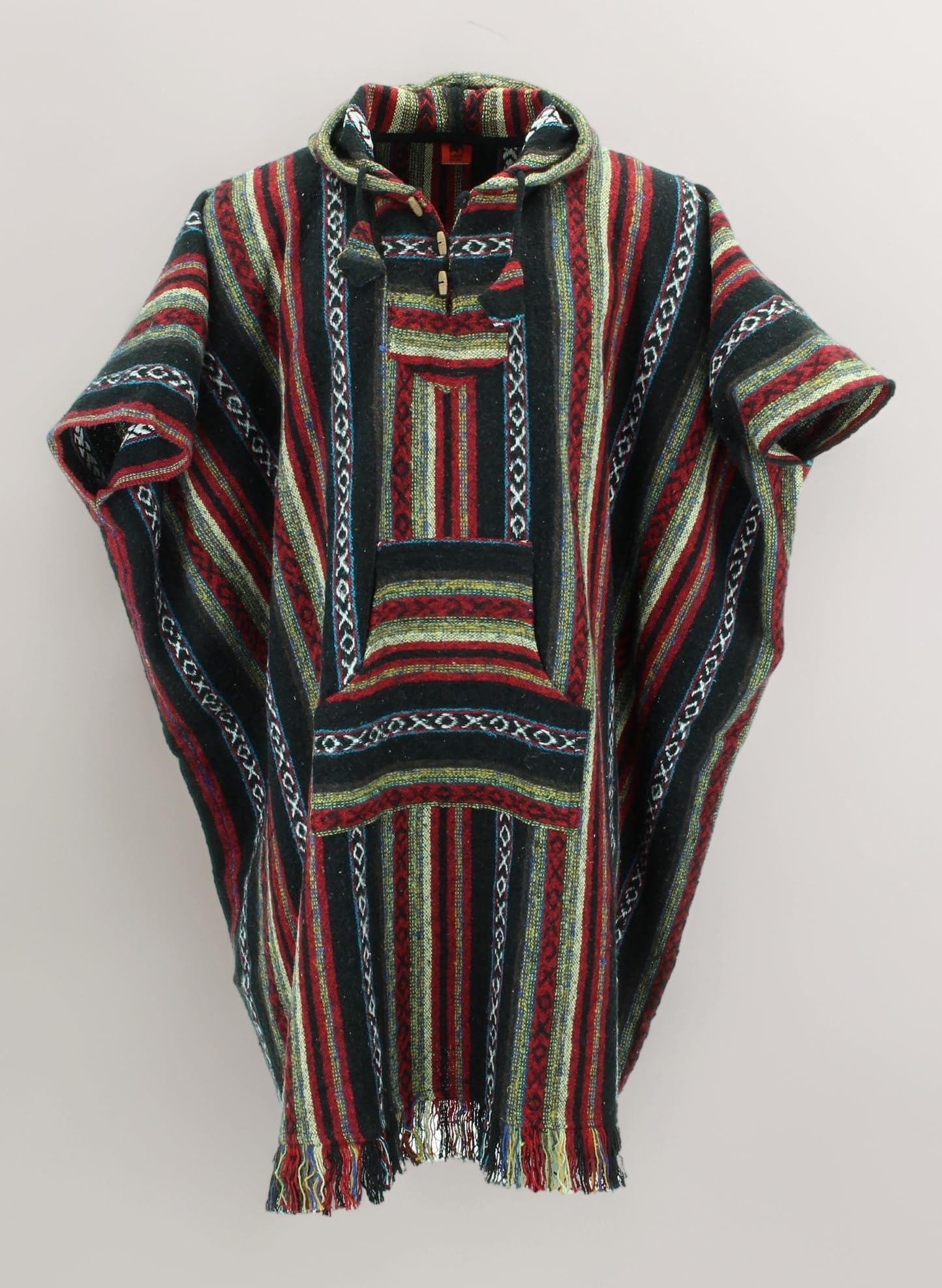 Brushed 100% Cotton Long Hooded Poncho Mexican Style Hoodie Unisex for Camping Festivals Men Women