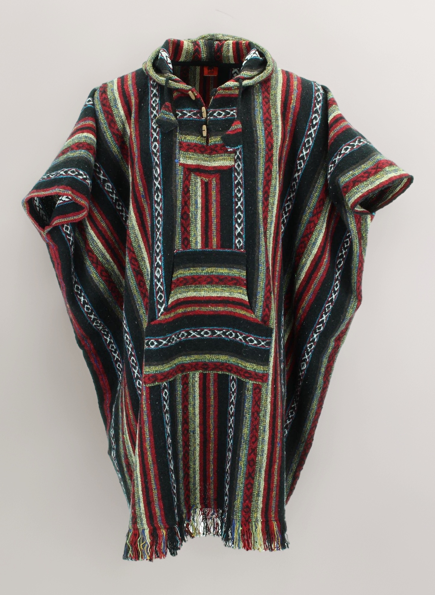 Brushed 100% Cotton Long Hooded Poncho Mexican Style Hoodie Unisex for Camping Festivals Men Women