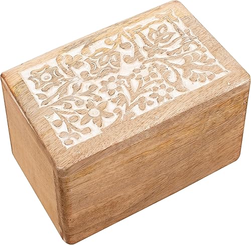 The Wooden Town Caja de cremación de madera para cenizas humanas para adultos, caja de urna funeraria (pequeña 6 x 4 x 3 pulgadas, color blanco