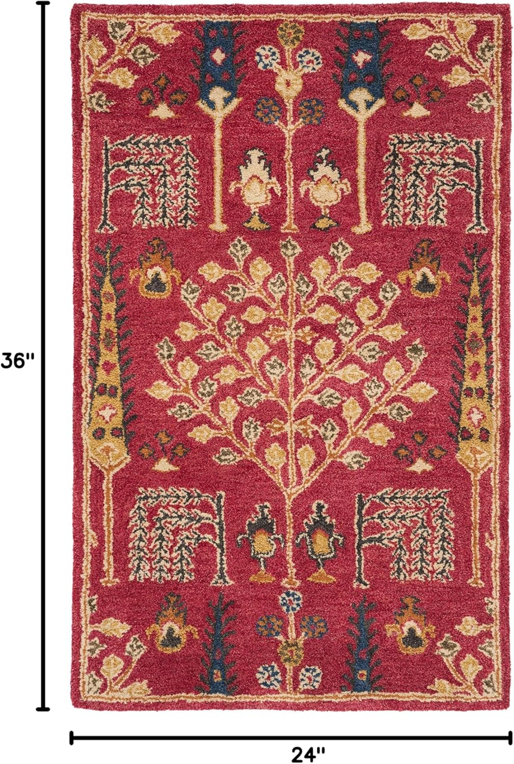 SAFAVIEH Heritage Collection Accent Rug - 2' x 3', Red & Multi, Handmade Traditional Oriental Wool, Ideal for High Traffic Areas in Entryway, Living Room, Bedroom (HG418Q)