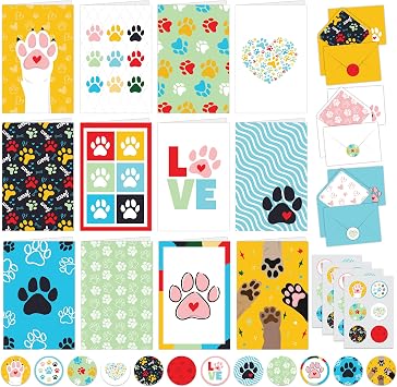 Decorably 24 Pack Charming 4x6in Dog Thank You Cards with Envelopes