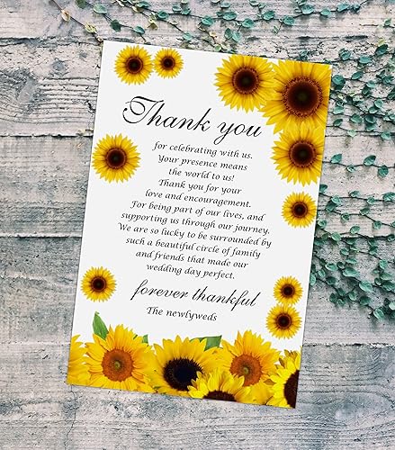 Miniatura 3 de RokAPary Tarjetas de agradecimiento para boda, diseño de girasol, para despedida de soltera, reunión, recepción, celebración, ensayos, cenas,