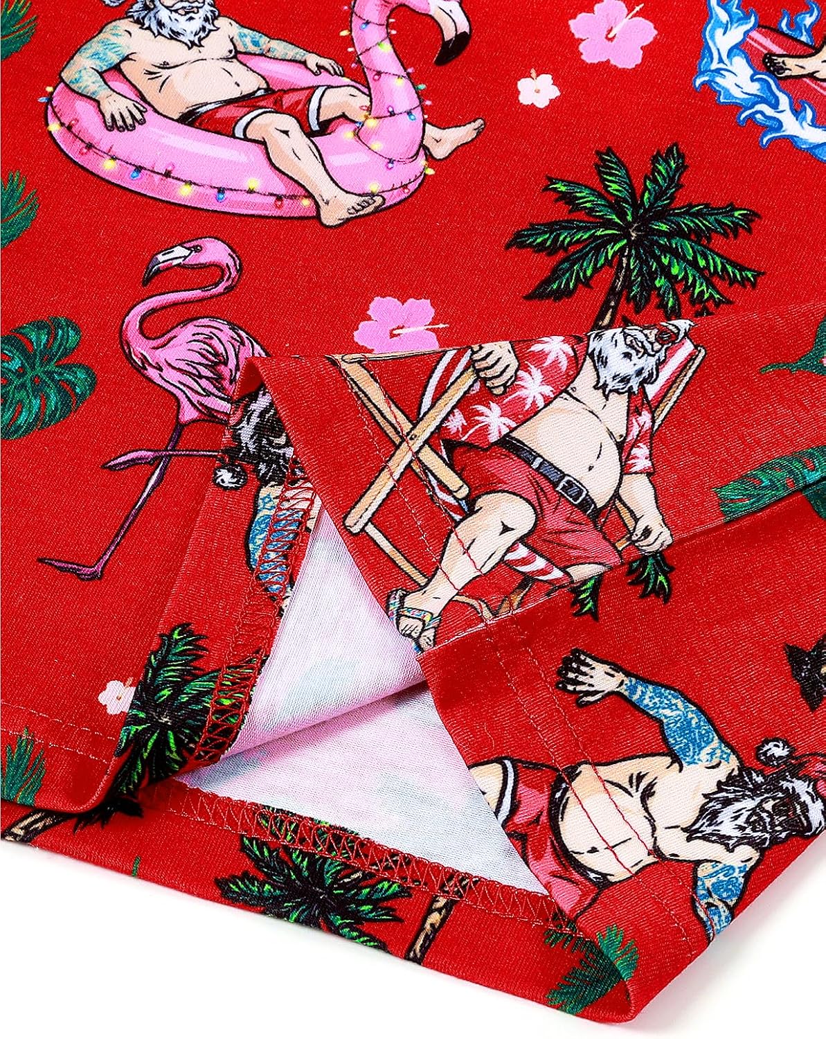 Funny World Christmas Polo Shirts Santa Shirt Tropical Aloha Floral Golf