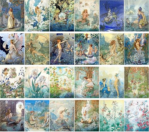 Miniatura 7 de PIXILUV Postales Vintage 24 pcs Flor Hada Vintage Ilustraciones