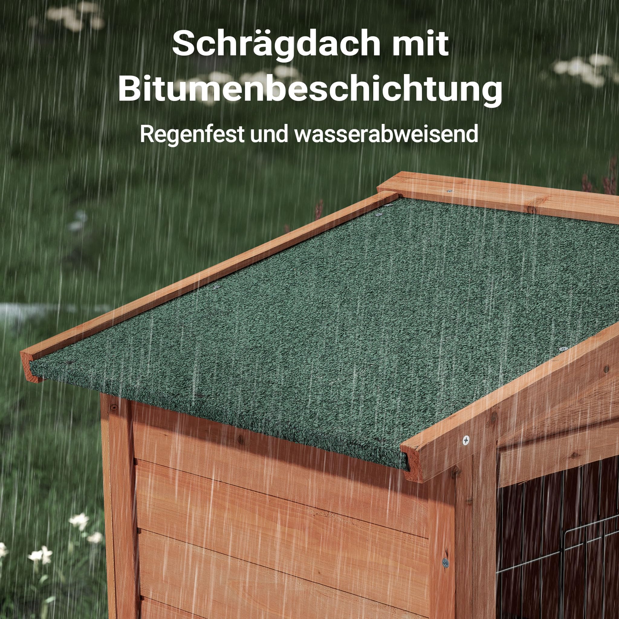 Wiltec 2 Etagen Nagerhaus 1015 x 510 x 1000 mm, Hasenstall zweistöckig aus Fichtenholz, mit Bitumeneindeckung und Kotwanne, Kleintierhaus Freilauf Gehege