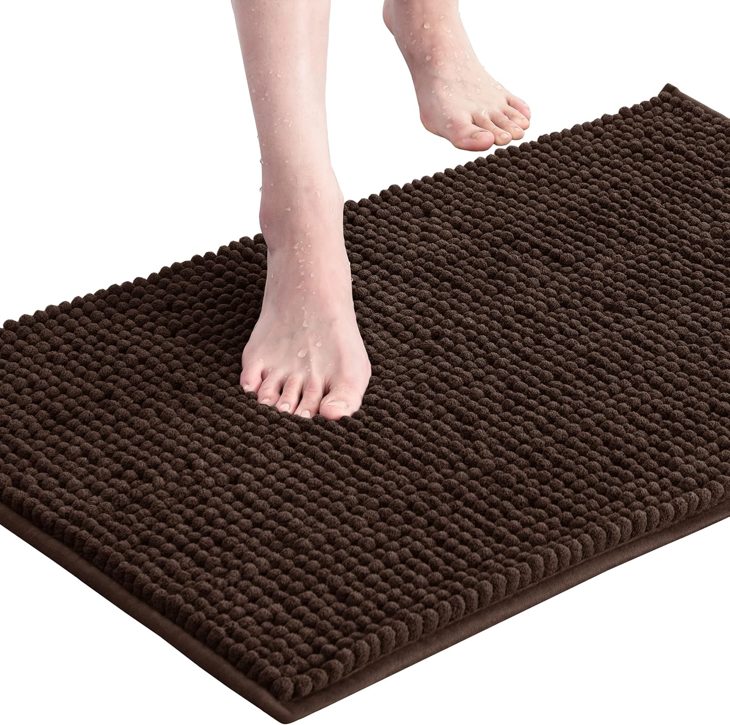 subrtex Bathroom Rugs Chenille Bath Rug Soft Short Plush Bath Mat Soft Shower Mat Water Absorbent Shower Mat Quick Dry Machine Washable(Chocolate,20" x 32") : Home & Kitchen
