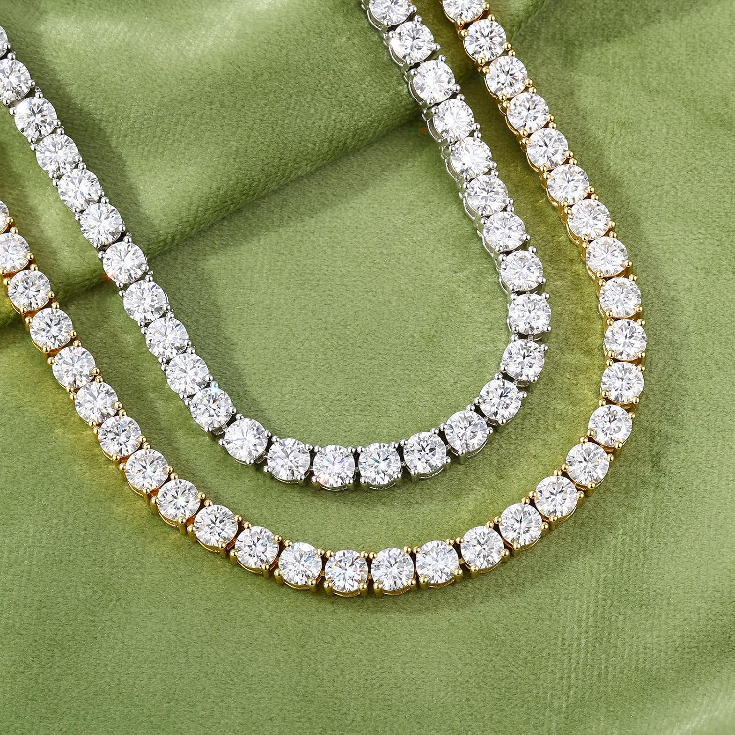 BREN Tennis Necklace - 3mm 4mm 5mm Iced Out Diamond Tennis Chain 5A Cubic Zirconia Necklace - 18K/White Gold Plated Flat Tennis Necklace for Women and Men Size 16"-22" - Image 7