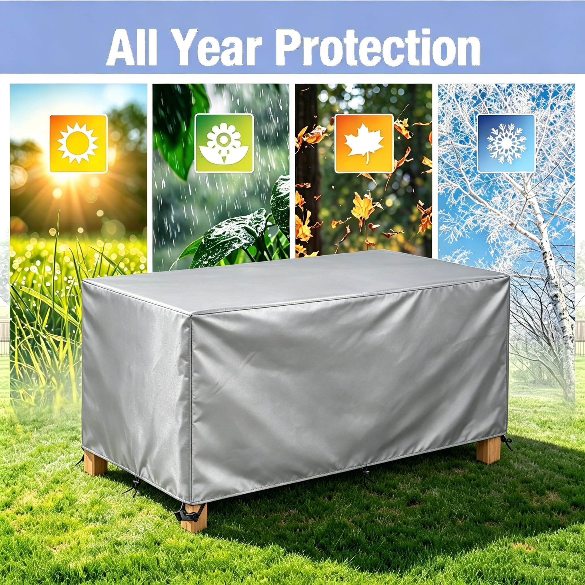 200x160x70cm/LxPxA Copertura per Mobili da Giardino, Outdoors Copertura Divano Giardino, Panno 420D Oxford Panno 420D Oxford Impermeabile Copertura, Tavoli e Sedie da Cortile Raggi UV, Argento