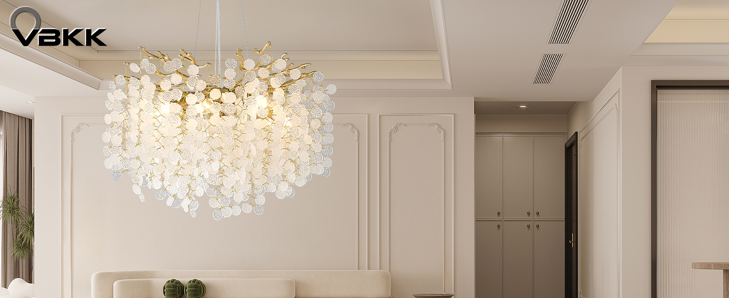 VBKK 24-Inch Capiz Shell Chandelier, 8-Light Gold Coastal