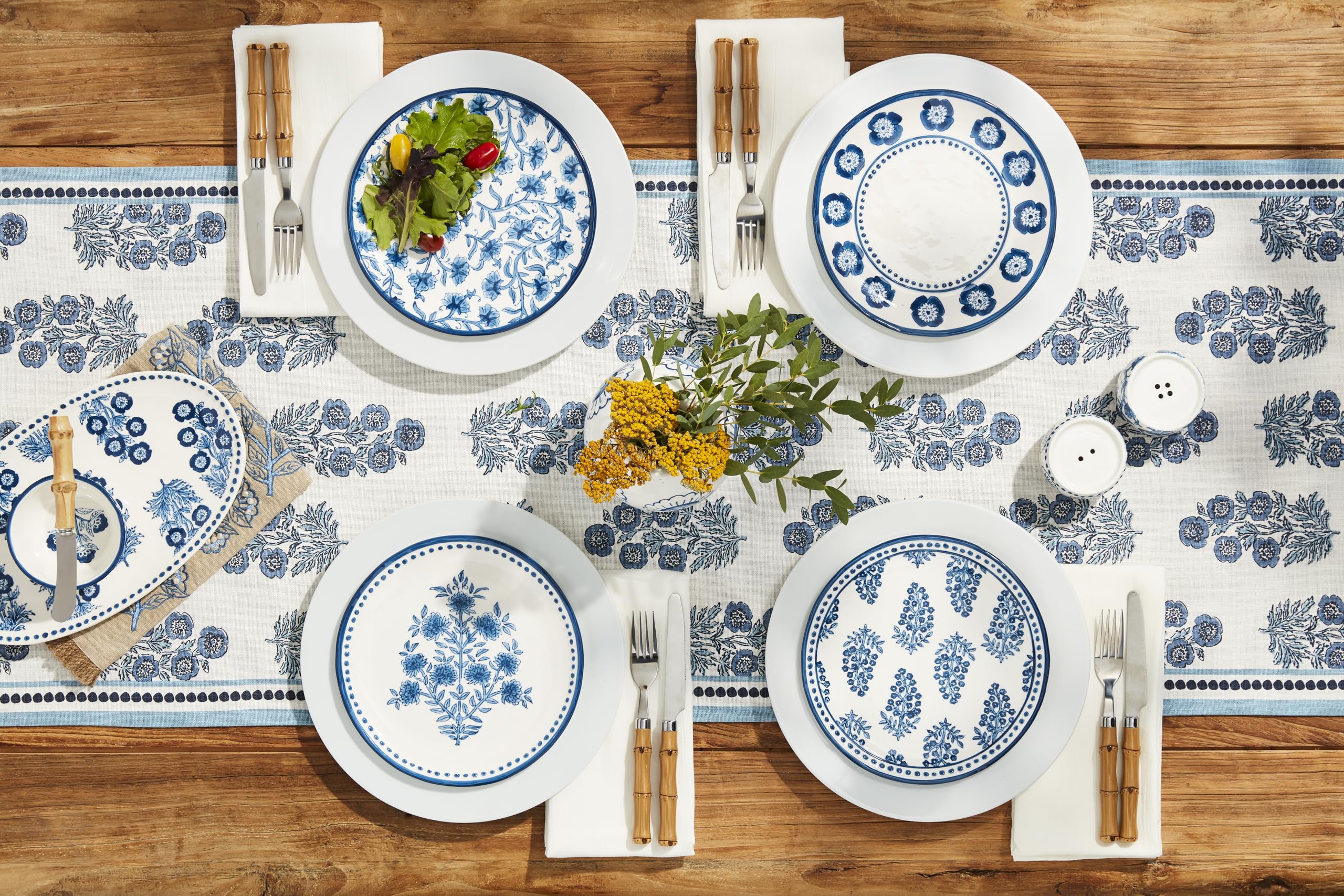 Mud Pie Flower Stem Print Salad Plate; 8
