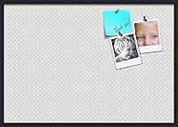 Vista 127 de PinPix Tablero de anuncios de corcho de 20 x 14 pulgadas. Este tablero decorativo enmarcado viene con diseño de círculos B W y un marco negro