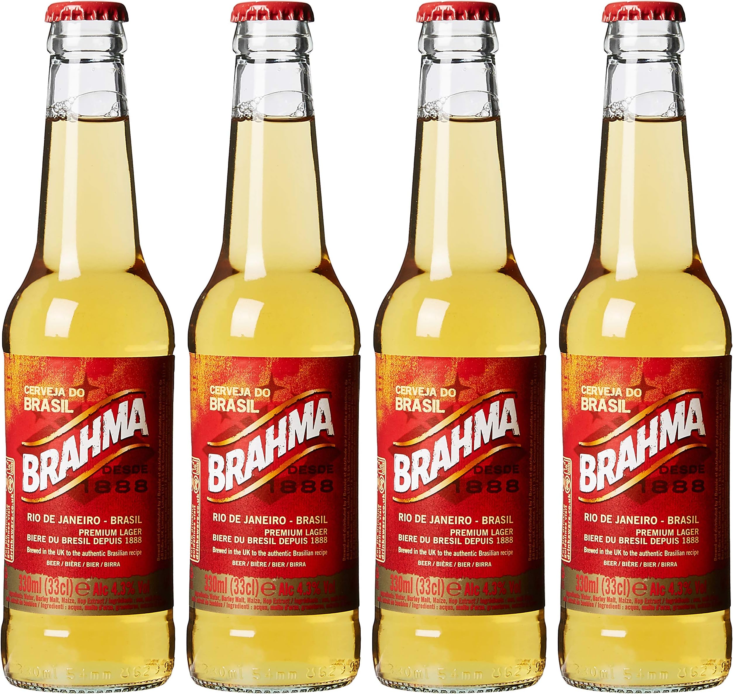 Brahma Lager Bottle, 4 x 330 ml
