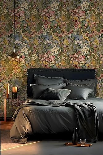 Miniatura 7 de Papel tapiz floral para despegar y pegar, papel de pared bohemio, extraíble, impermeable, patrón de pétalos verdes, papel de contacto para