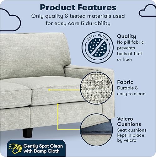 Miniatura 52 de Serta Palisades Sofás Tapizados para Sala, Sofá de Diseño Moderno, Tela, gris (Glacial Gray) gris (Glacial Gray),Beige,Marrón,Alforfón Beige,Marrón