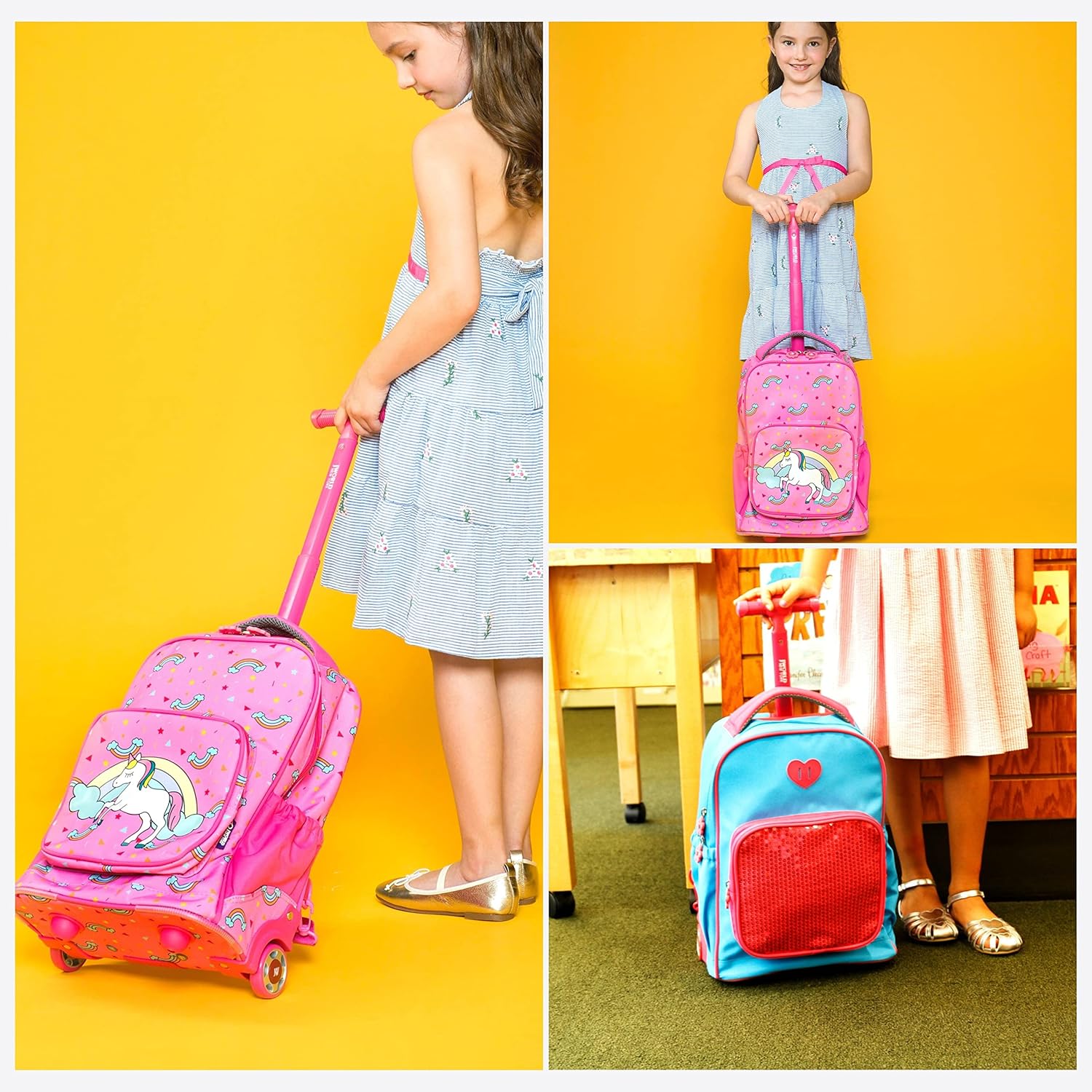J World New York Sparkle Rolling Backpack