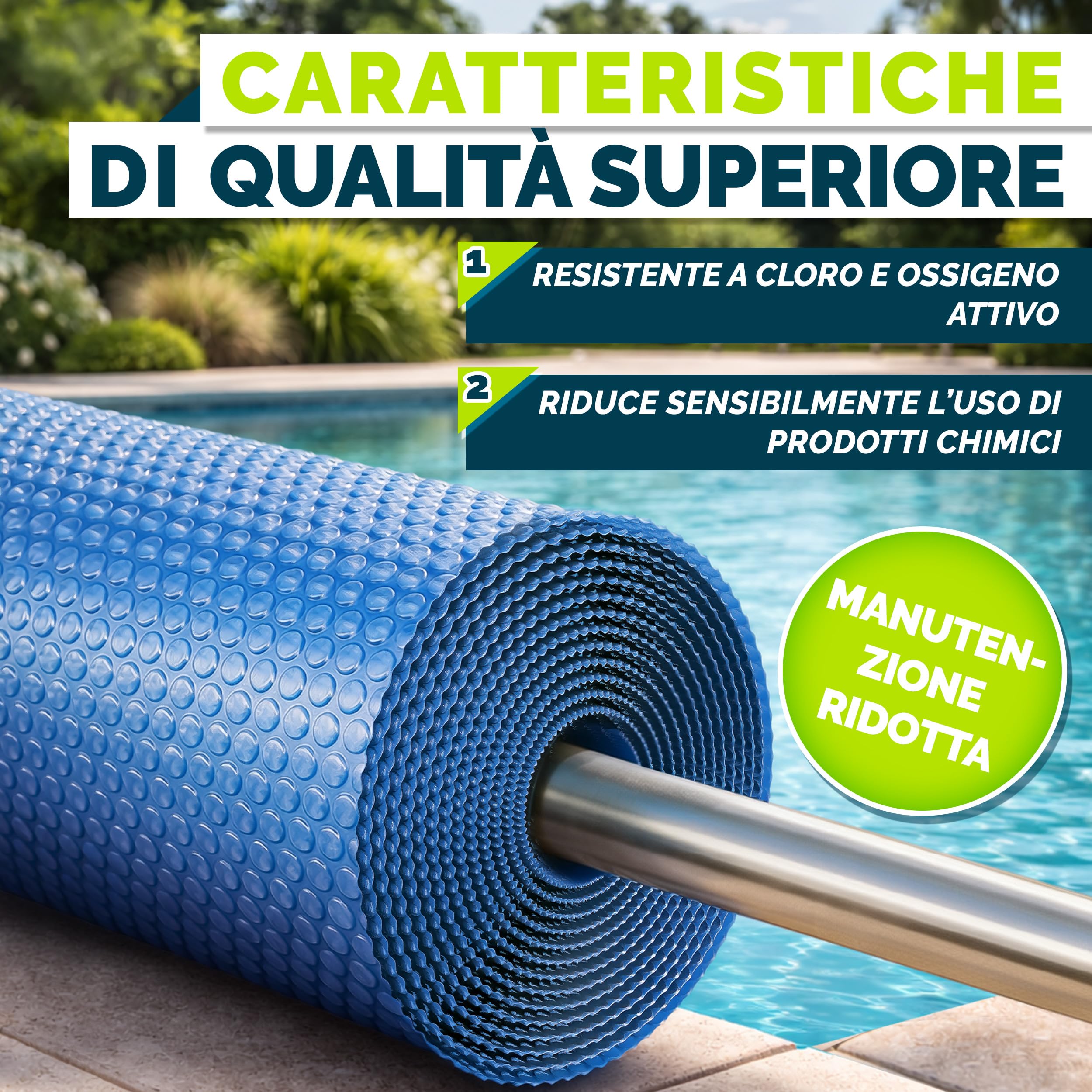 tillvex® Copertura Solare Premium per Piscina 400 µm Rettangolare 800x400 cm | Telo Solare Termico ritagliabile | Copertura Solare | Riscaldamento Piscina Telo Solare per riscaldamento dell'acqua