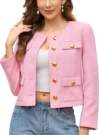 M.Infisavo Women's Cropped Tweed Blazer
