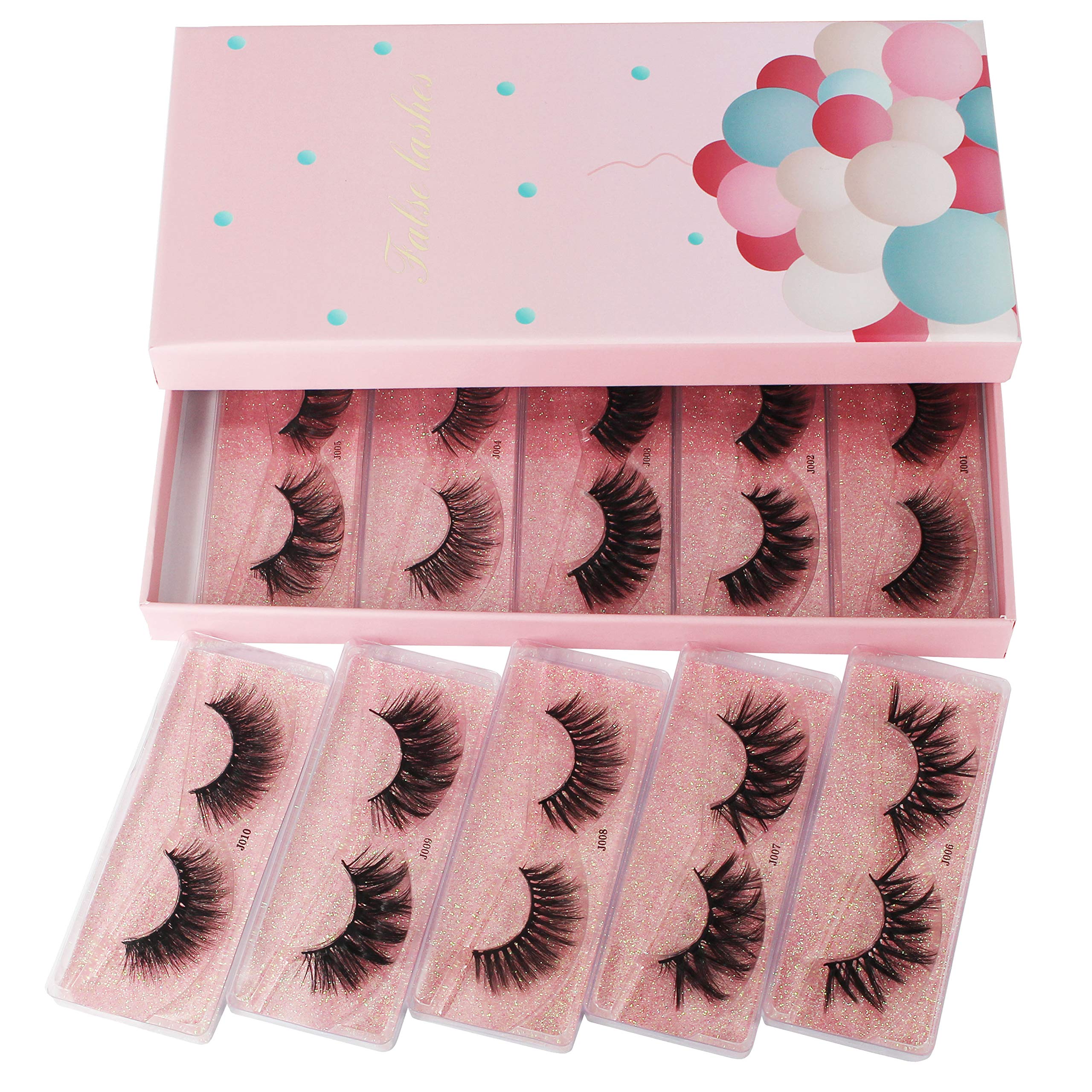 Bodermincer 10 Pairs/10 Styles Mixed Pack Wholesale 16-20mm 3D Mink Lashes Natural False Eyelashes Dramatic Volume Fake Lashes Makeup Eyelash Extension Silk Eyelashes Wholesale In Bulk (J001-J11