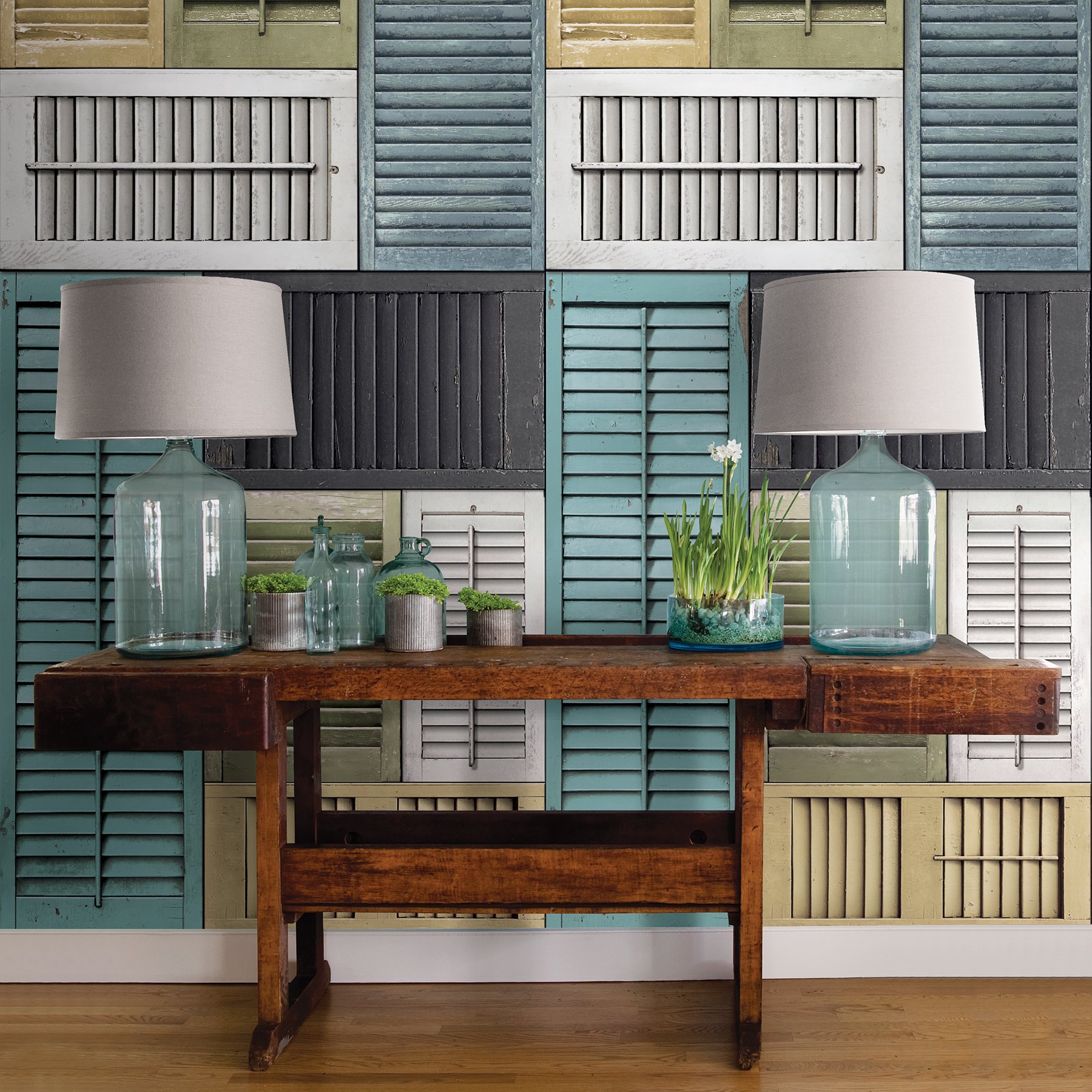 BHF 2701-22358 "Reclaimed Salvaged Shutter Mural - Blue - Image 2