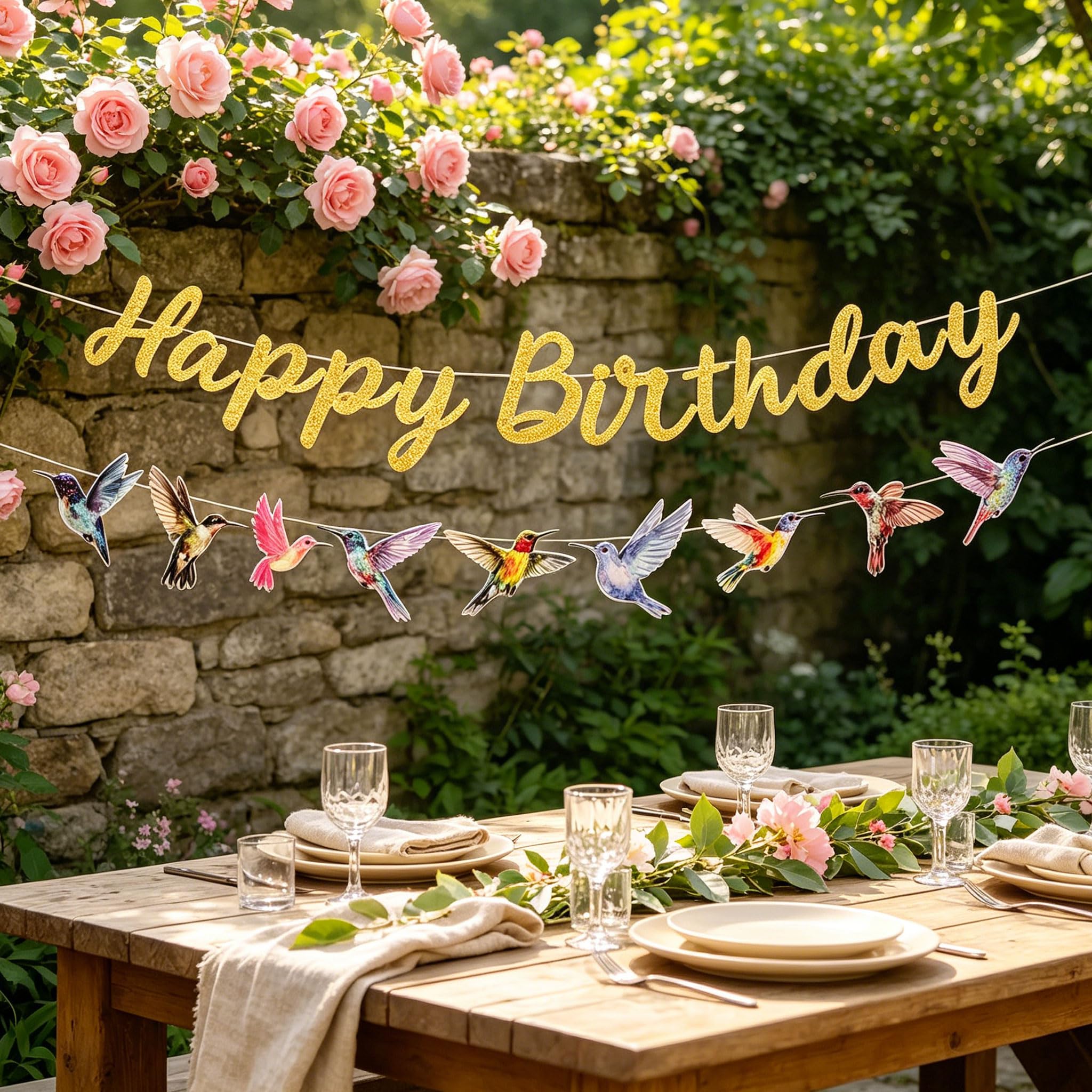 Hummingbird Birthday Party Supplies Flying Bird Hanging Paper Garland