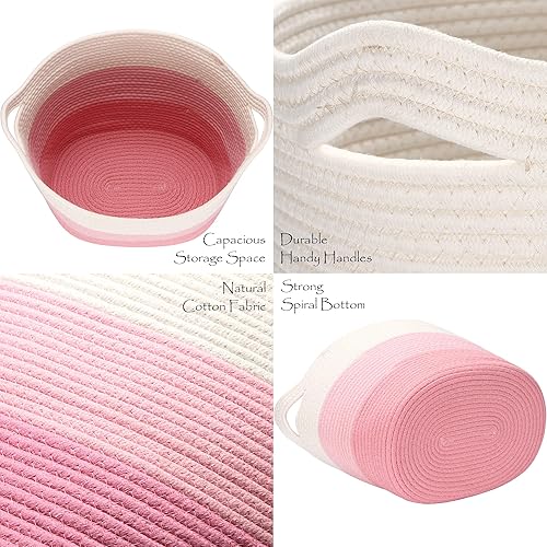 Miniatura 6 de Sea Team Cesta de almacenamiento ovalada grande de cuerda de algodón tejida con asas, organizador de pañales, cesta de baby shower, pañales de