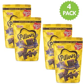 Oishi Pillows Crackers Party Size 5.29Oz (Choco, 4 Pack)