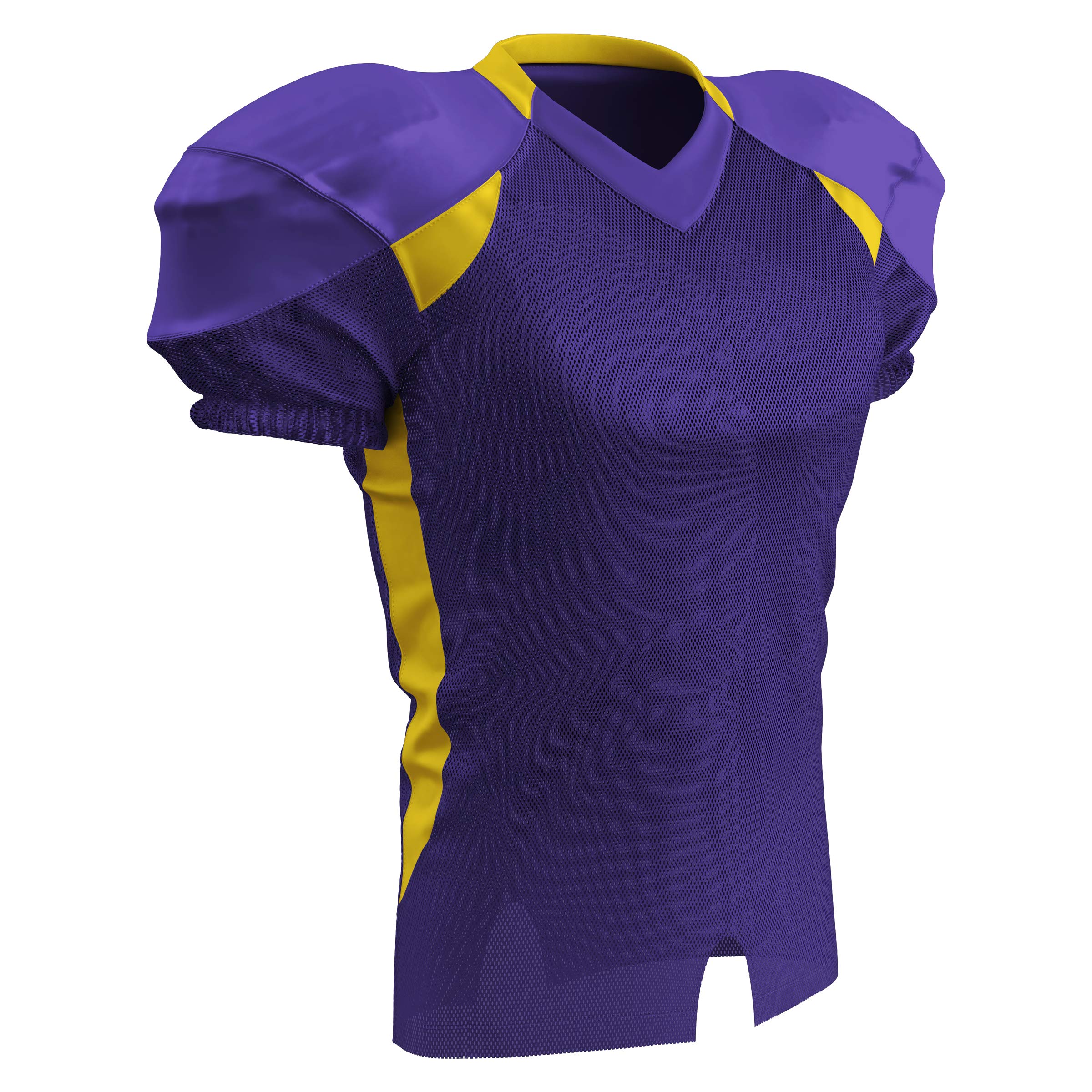 CHAMPROBoys' Huddle Stretch Polyester Dazzle Youth Football Game Jersey, Purple, Gold, Small