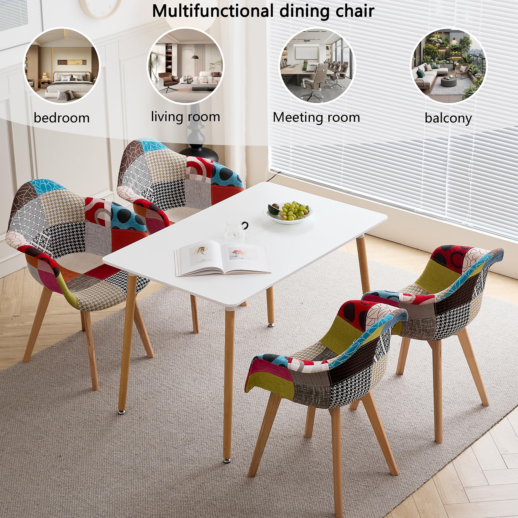 GrandCA HOME Pack de 2 sillas,sillas de Comedor Patchwork Tela de Lino Butaca, Silla de salón, sillas de recepción, Silla de Cocina (Rojo, Pack 2)