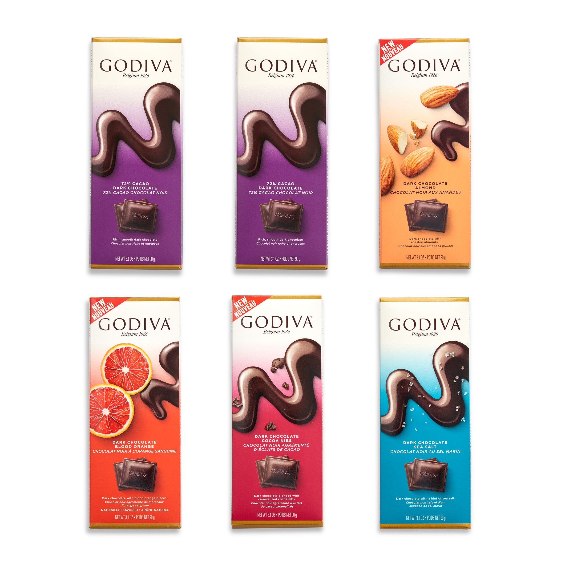 Buy Godiva Chocolatier 6 Piece 90 Gram Large Bars Variety Pack, Dark Chocolate, Great for Gifts