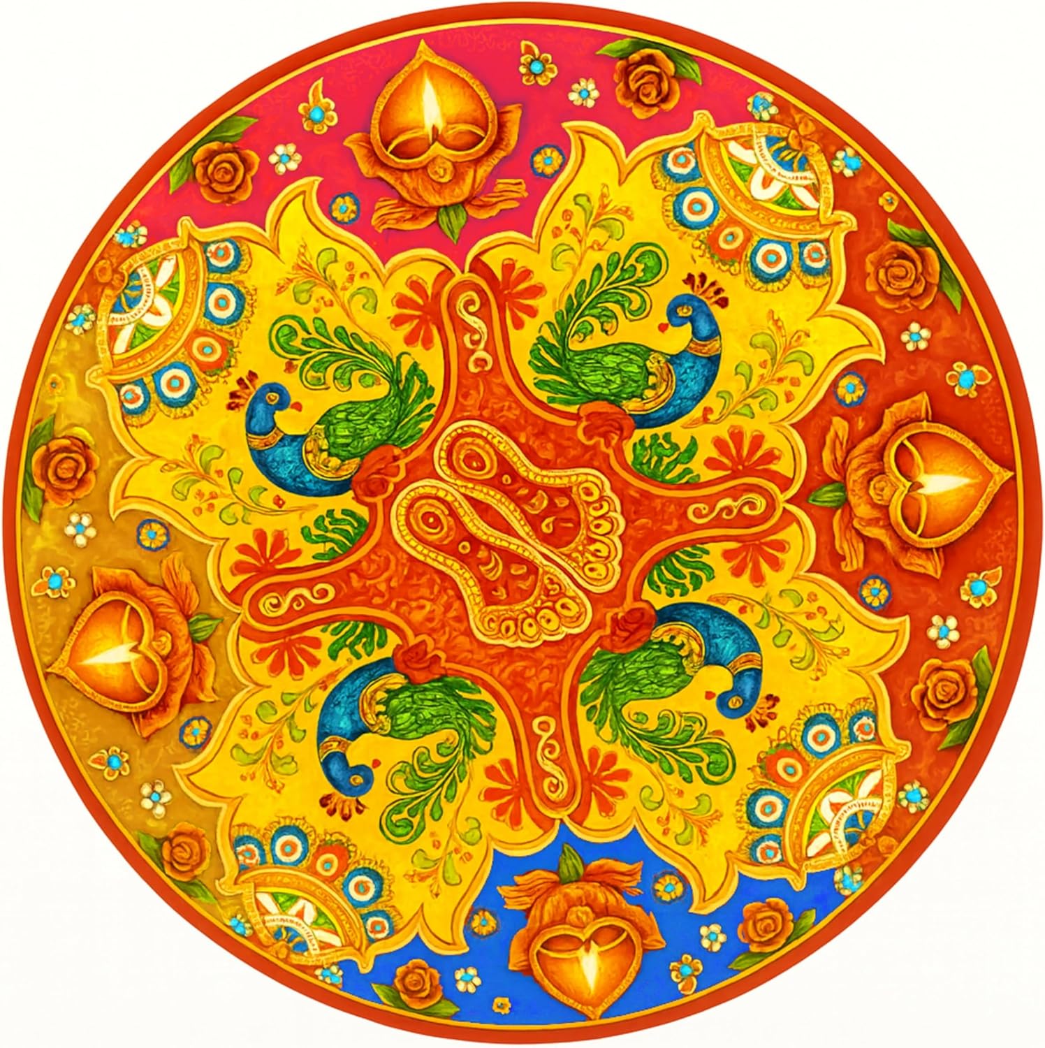 Diwali Decorations for Home Happy Diwali Rangoli Stickers for Floor Traditional, Rangoli Sticker GF-5