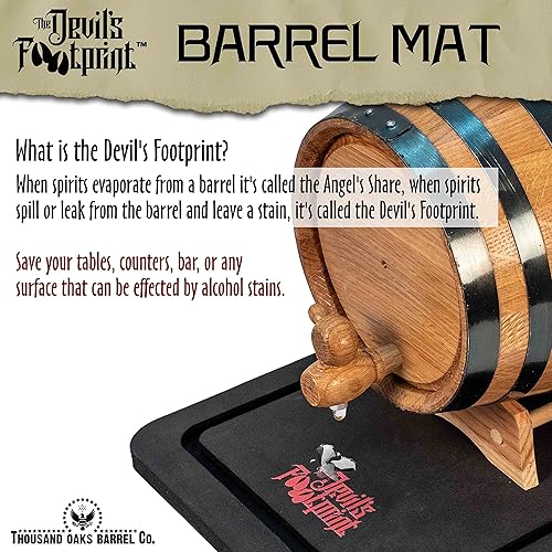 Miniatura 2 de Devil's Footprint Barrel Mat (para barriles de 10 a 20 litros)  Para barriles de whisky mini, barriles de vino envejecidos de roble  Evita manchas
