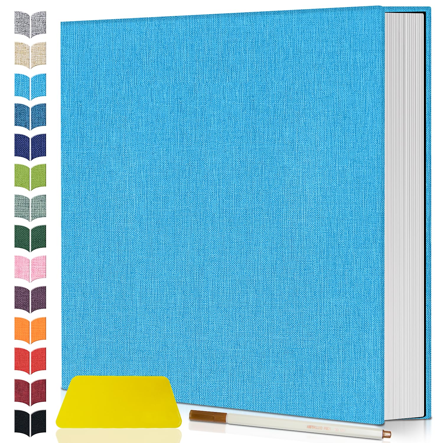 Artfeel Photo Album Self Adhesive Scrapbook,120 Pages Large Photo Book for 4x6,5x7,8x10 Pictures,DIY Album for Baby Wedding Family Travel Birthday,with Metallic Pen and Scraper